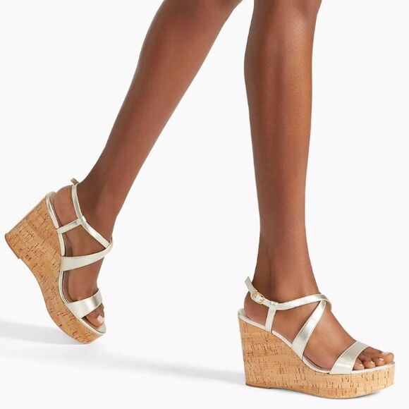 BRAND NEW STUART WEITZMAN WOMEN'S NATURAL AVE 75 WEDGE SANDAL - Picture 1 of 16